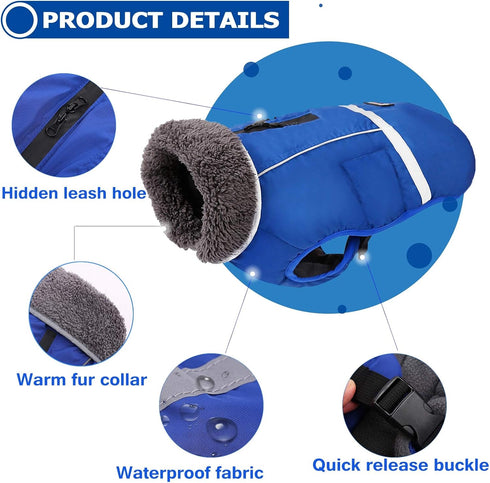 QBLEEV Warm Dog Coat, Waterproof Winter Jacket with Turtleneck & Fleece Lining for Dogs