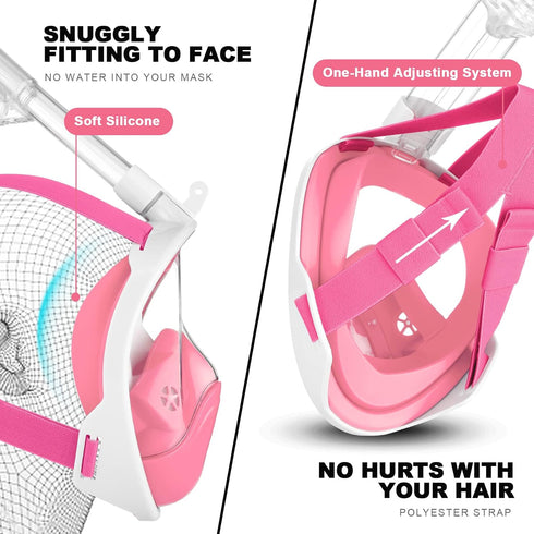Odoland Snorkeling Packages, Full Face Snorkel Mask for Adults & Youth with Camera Mount, Adjustable Swim Fins