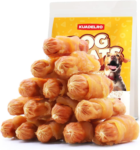 Soft Dog Treats, Chicken Jerky Wrapped Chicken Sausage, Rawhide Free Dog Chews