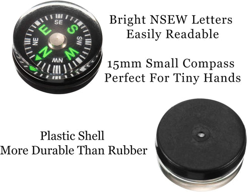 200 Mini Black Survival Compasses - Essential Outdoor Gear