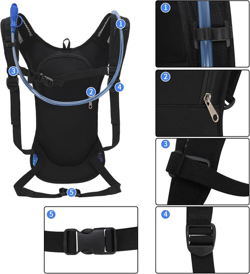 Roptat Hydration Backpack: Lightweight Pack with 2L Bladder for Women and Men Running, Riding, Biking