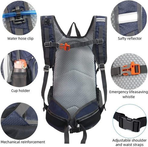 Lightweight Waterproof Hiking Daypack, 15L Durable Backpack for Skiing, Snowboarding, Running