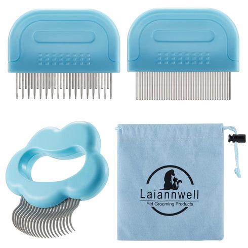 Cat Brush | Laiannwell Pet Grooming Supplies for Removing Matted Fur for Cats, Dogs, and Bunnies (3 Packs)