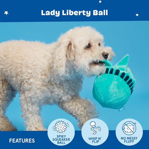 Barkbox Lady Liberty Ball 2-in-1 Dog Toy, Plush Squeaky Toy for Large Dogs