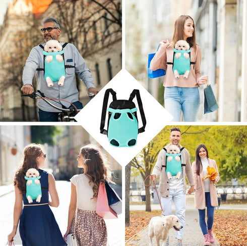 FEimaX Adjustable Dog Carrier Backpack for Small Medium Dogs Cats, Legs Out Front Travel Bag, Hands-Free for Hiking,