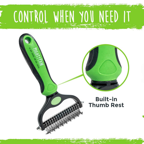 Mighty Paw Dog Grooming Brush - 2-In-1 Dual Sided Comb with Round Tip for Maximum Coat Penetration