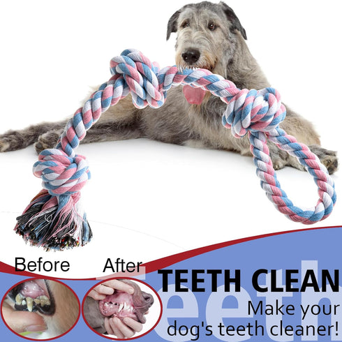 Indestructible Dog Rope Toys, Tough Chew Toys for Aggressive Chewers, Dental Cleaning Tug of War Toy