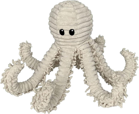 Petlou Durable Natural Nubby Plush Dog Toys - Squeaker and Crinkle Paper in Multi-Size (Natural Octopus - L, 18 Inch)