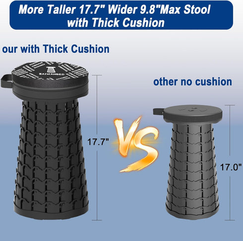 2026 45cm 440 Upgraded Collapsible Stool with Cushion, Maximum Loading Pounds, Portable and Lightweight Adjustable