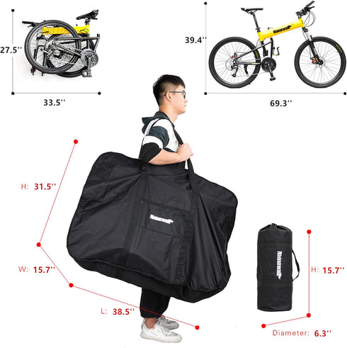 HUNTVP 26 Inch Bike Travel Bag Case, Thick Folding Bicycle Carry Pouch, Transport Case for Air Travel