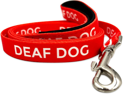 Deaf Dog Leash - Hard of Hearing Warning - Hearing Impaired Dog - No Limited Hearing - Deaf Alert Padded Handle Accessories for Small Medium Large Dogs (Small, Red)