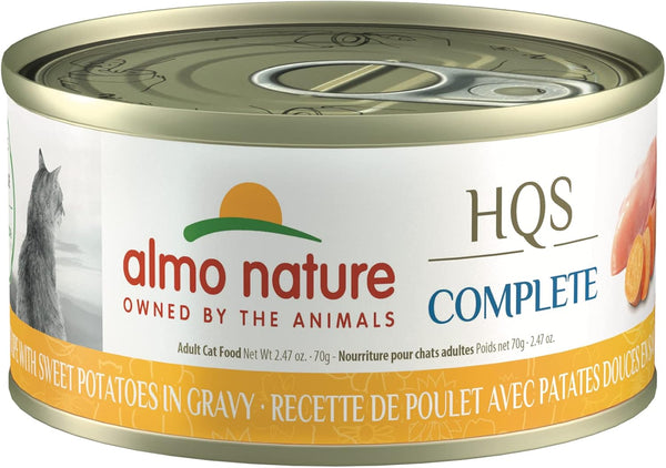 almo nature HQS Complete Chicken with Sweet Potatoes in Gravy Grain Free Wet Canned Cat Food (Pack of 24 x 2.47 oz)
