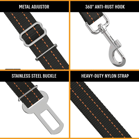 Active Pets Dog Car Seat Belt Harness, Safety Travel Restraint System for Small to Large Dogs, Crash Tested, Orange 1pk.