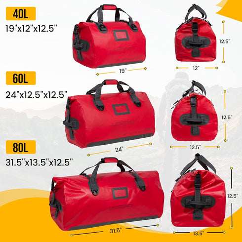 LEGEND Heavy Duty Waterproof Travel Bag, 40L Duffel Bag for Camping, Gym, Outdoor Trips, Watertight PVC