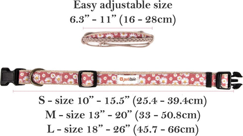 Pettsie Dog Bandana Collar with Matching Bracelet, Adjustable Pet Bandana for Dogs, Medium, Pink