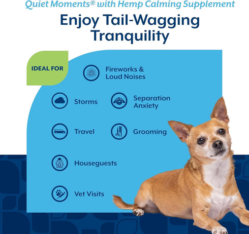 180 NaturVet Quiet Moments Calming Aid Dog Supplement, Helps Promote Relaxation, Reduce Stress, Storm Anxiety, Motion