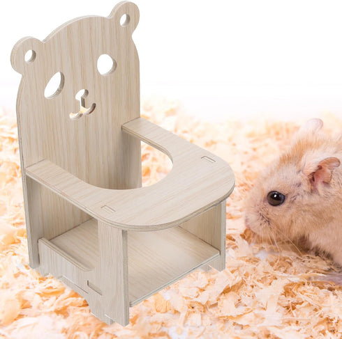 4.52X3.93X6.69 Inch POPETPOP Handmade Wooden Hamster Chair with Tray Small Pet Feeding High Chair for Hamsters Guinea