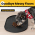 Dog Food Mat, 1/2 Inch Raised Edges, BPA-Free Silicone Pet Food Mats for Floor Waterproof, Black 19"x12"