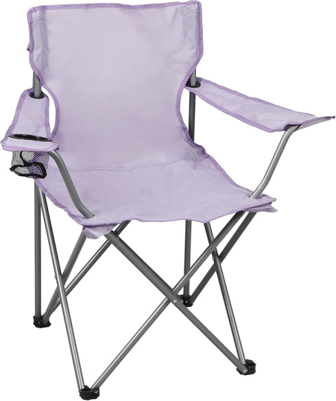 Generic Basic Quad Folding Camp Chair with Cup Holder, Lavender Adult Portable Outdoor Chair, Heavy Duty Steel Frame