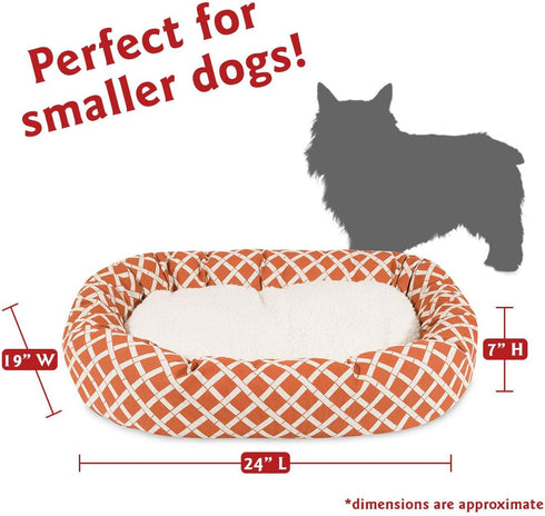 24 Inch Burnt Orange Bamboo Sherpa Bagel Dog Bed