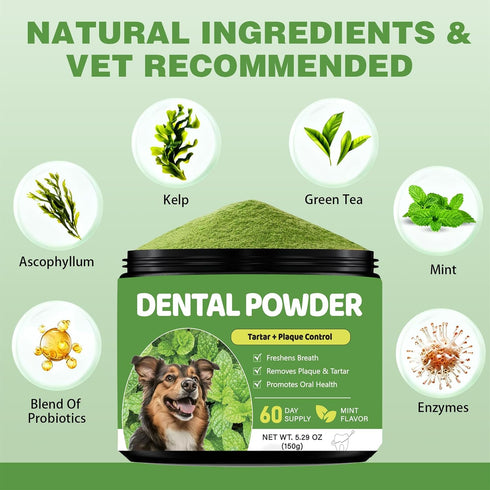 Xuaobamm 75 Dog Dental Powder, Teeth Cleaning Powder for Dogs, Plaque & Tartar Remover for Pet Oral Care - Fresh Breath