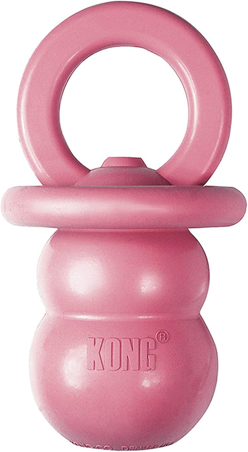 KONG Puppy Binkie, Pacifier Dog Toy for Medium Puppies, Durable Natural Rubber Chew Toy for Teething Playtime