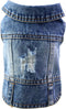 Vintage Washed Denim Dog Jeans Jacket, Cool Puppy Lapel Vests for Small & Medium Dogs & Cats