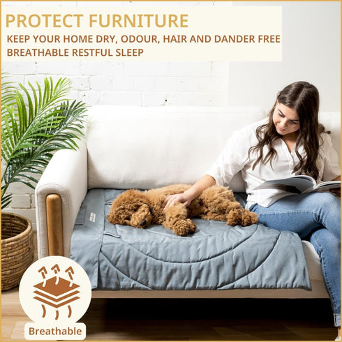 Portable Dog Mat, Waterproof & Foldable Pet Bed for Indoor, Outdoor, Travel, 39"x30", Grey, Includes Carry Bag