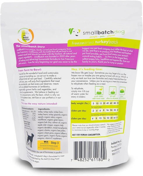 Smallbatch Pets Freeze-Dried Premium Raw Food Diet for Dogs, Turkey Recipe, 14 oz, Made in The USA