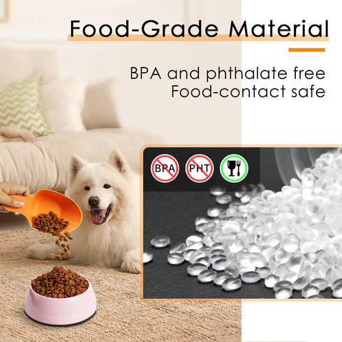 Dog Food Scoop, Melamine Pet Food Measuring Cup - 1 Cup, 1/2 Cup, 1/4 Cup, Dishwasher Safe - Orange