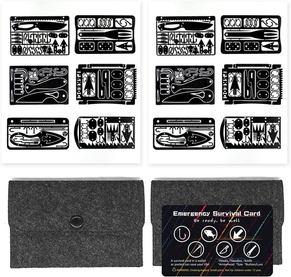 PSKOOK 12 Pcs EDC Kit Survival Multitool Card Emergency Camping Tool for Outdoor Hunting Fishing Hiking Gear