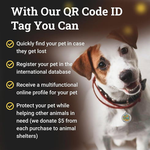 QR Code Dog Tag Silent ID Pet Tags Personalized Name Plate with Online Profile (Pink Paw, Small Round)