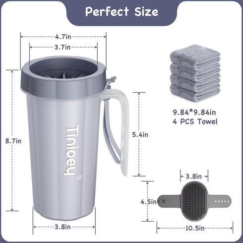 Dog Paw Cleaner for Large Dogs with Handle, Foot Washer for Muddy Paws (Gray)