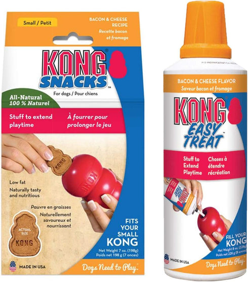 KONG Easy Treat Bacon & Cheese Combo Pack - Dog Treat Filler for Lick Mats, 7 oz & 8 oz, Small Dogs