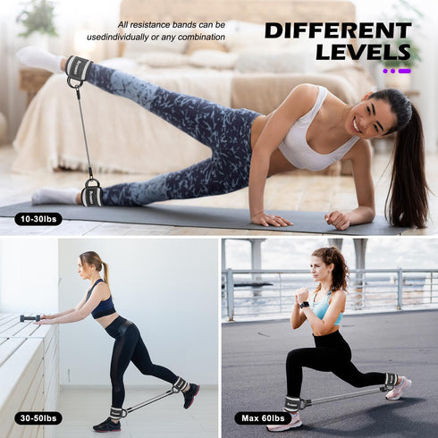 Resistance Bands with Cuffs, Ankle Bands for Home Fitness, Exercise Bands for Butt Lift, Stronger and Firmer Lower Body