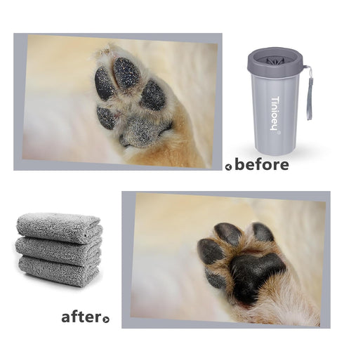Dog Paw Cleaner for Large Dogs, Muddy Paw Washer with 3 Towels & Dog Bath Brush