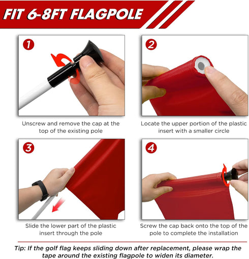 KINGTOP Golf Flag 20x14 Inch - Plain Red, 420D Nylon, Tube Inserted for Putting Green Flags