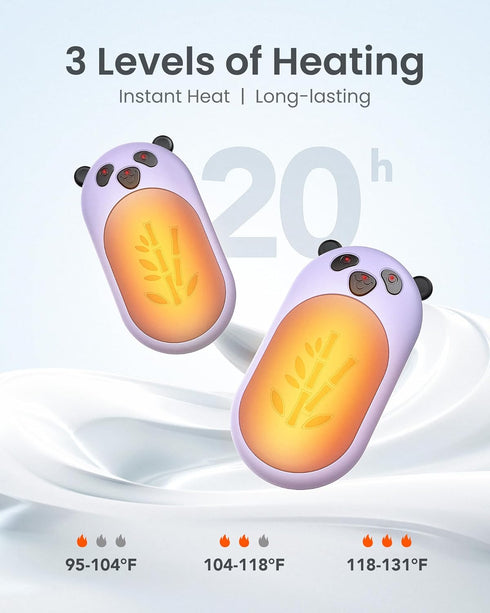 Hand Warmers Rechargeable 2 Pack, 6000mAh Electric Hand Warmer, 20Hrs Long Heating, Portable Pocket Heater