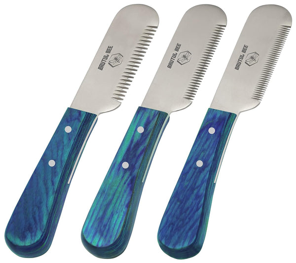 Bee Grooming Coat Trimmer and Stripper Tool Set - 3 Stainless Steel Blade Tools with Non-Slip Wooden Handle for Dog
