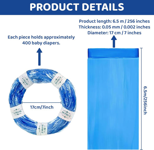 6-Pack 50% Refill Bags, Longer Length, More Capacity, Additional Odor-Inhibiting EVOH Material, Compatible With Most