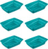 Sterilite Large Cat Litter Pan, High Sides and Low Entry for Easy Access, Plastic, Teal, 6-Pack