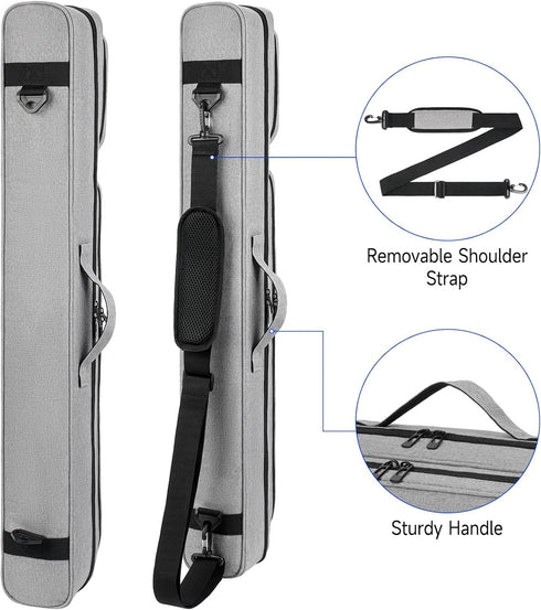 Jaffzora Pool Cue Case, Pool Stick Carrying Case Holds Butts and Shafts, Billiard Cue Bag with Shoulder Straps