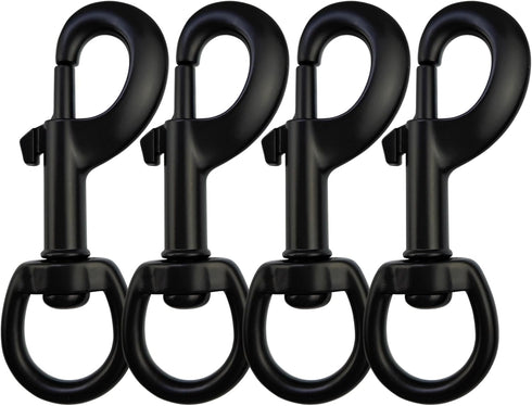Garwor 4Pcs Heavy Duty 3/4" Black Swivel Snap Hooks, Dog Leash Clips Trigger Snaps, Key Chain for Pet Leash