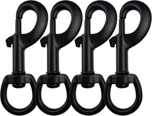 Garwor 4Pcs Heavy Duty 3/4" Black Swivel Snap Hooks, Dog Leash Clips Trigger Snaps, Key Chain for Pet Leash