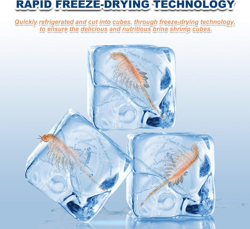 '-100% (4oz) Freeze Dried Brine Shrimp Cubes Pure High Protein Fish Food for Tropical, Marine & Freshwater Fish, Aquatic