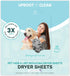 Uproot Clean Dryer Sheets - Pet Hair Reducing Laundry Remover, Prevents Dog and Cat Hair from Sticking, 50ct