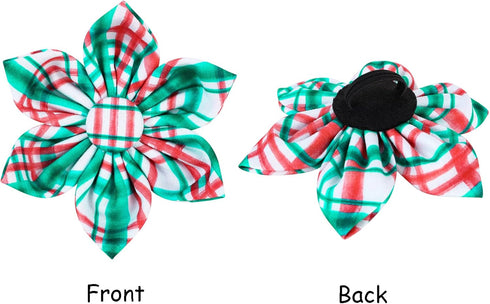 Lionet Paws Christmas Dog Collar with Flower, Adjustable Comfortable Collar for Dogs, Girl Gift, L, Neck 16-24 in