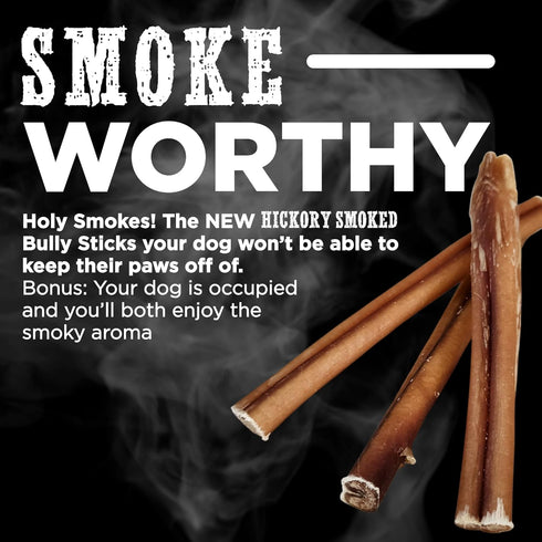 Best Bully Sticks 6 Inch Hickory Smoked 100% Natural Bully Sticks for Dogs, 5 Pack - Odor-Free, Grain-Free Beef Chews
