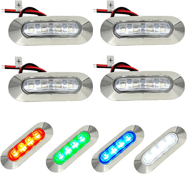 Marine Boat Interior Lights, 3.8 Waterproof RGBW Boat Deck Courtesy Light, 12V