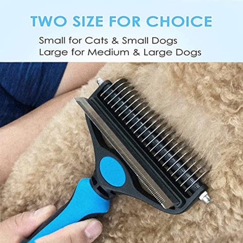 Dog Brush for Shedding - 2 Sided Deshedding brush for Dogs & Cats - Premium Grooming Comb for Short & Long Haired dogs, Cats & other Pets - Blue, 1.0 Count